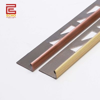 로즈 골드 12.5mm 엣지 타일 트림 직선 브러쉬 된 구리 타일 트림